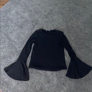 Zara Black Shirt With Flared Sleeves